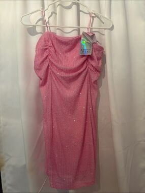 Pink Strapless Sparkle Mini Dress